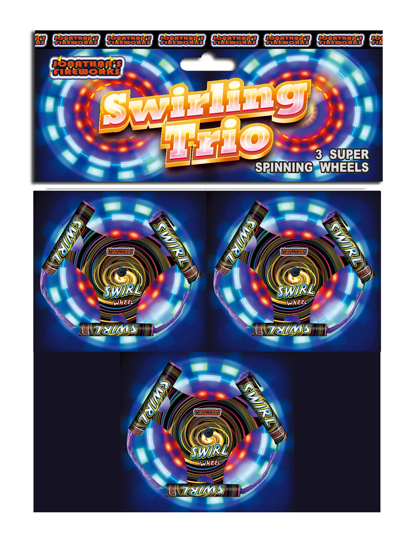 Swirling Trio Catherine Wheel 1 Swirling Trio Catherine Wheel